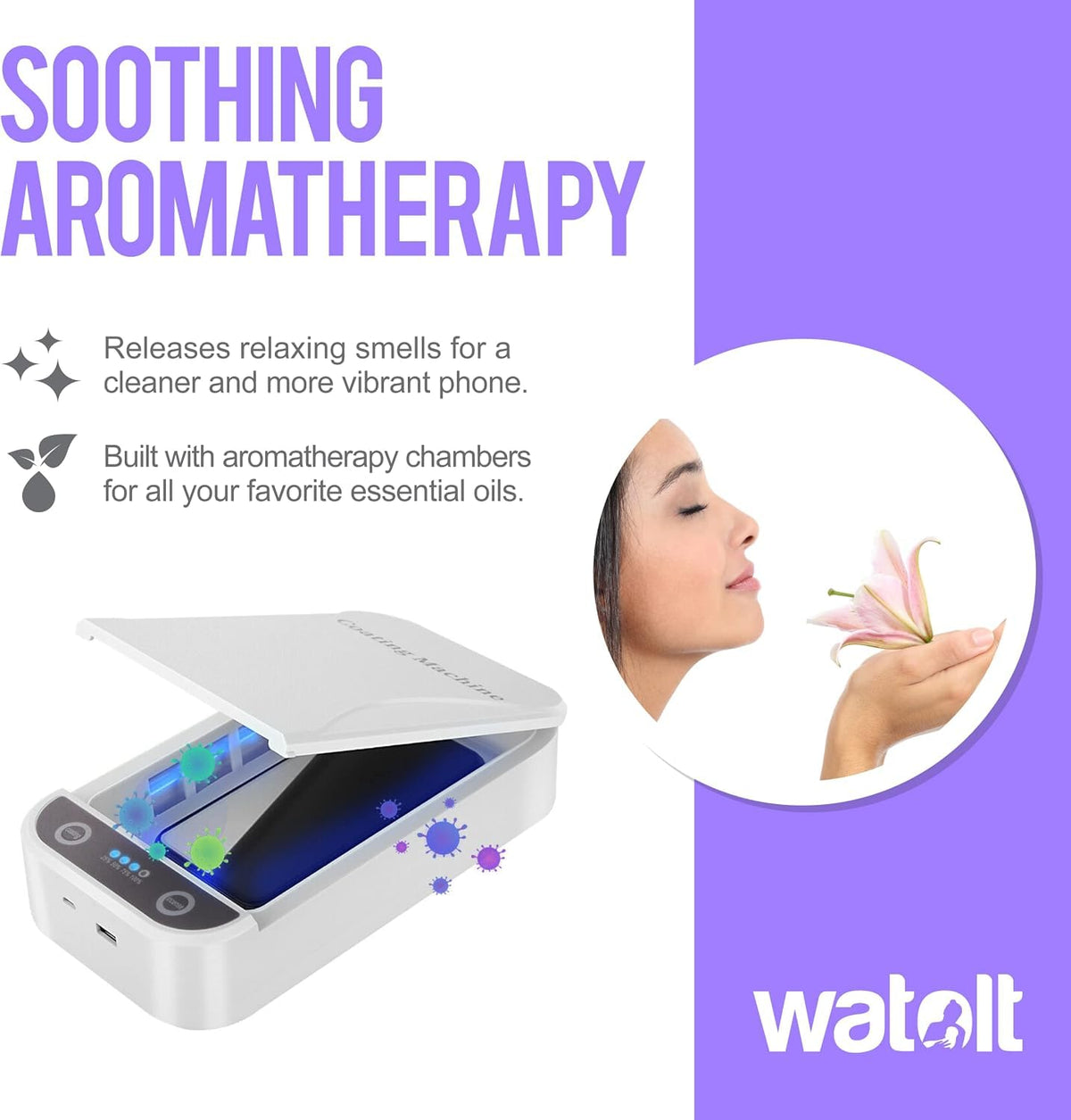TOCOL UV Phone Sterilizer Boxes Light Sanitizer Cell Phone Cleaner Fits Phones up to 6.6 in, Fits iPhone & Android No Liquids Heat or Chemicals For Keys Earbuds Hardness Military Grade Shatterproof