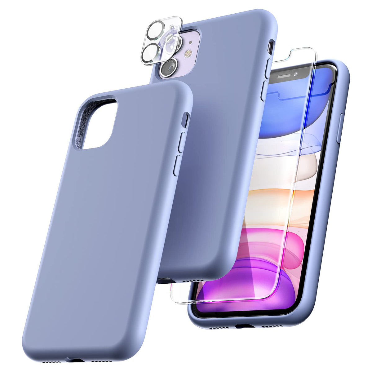 TOCOL for iPhone 11 Case, Slim Silicone Case for iPhone 11 6.1 Inch, Precise Fit, Anti-Slip, Drop Protection, Lavender Gray