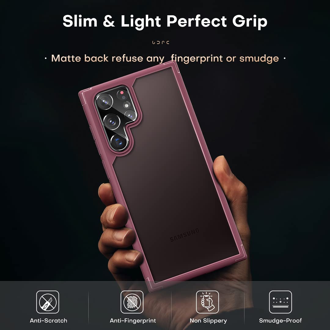 TOCOL for Samsung Galaxy S22 Ultra Case, Drop Protection Matte Case, Plum