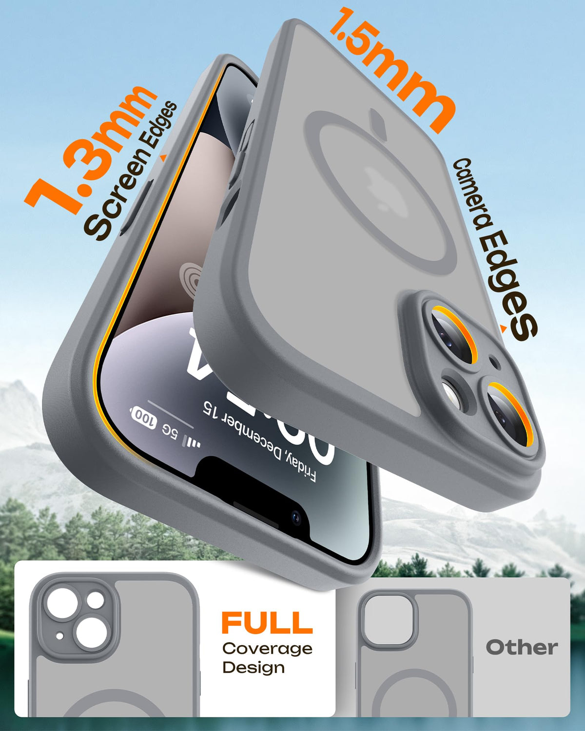 TOCOL for iPhone 14 Case, Compatible with MagSafe, Gray