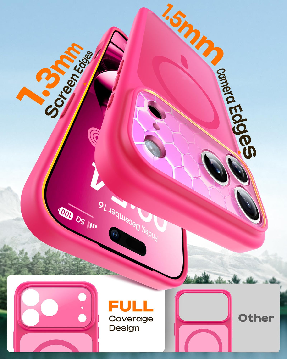 TOCOL for iPhone 17 Pro Case, Compatible with MagSafe, Hot Pink