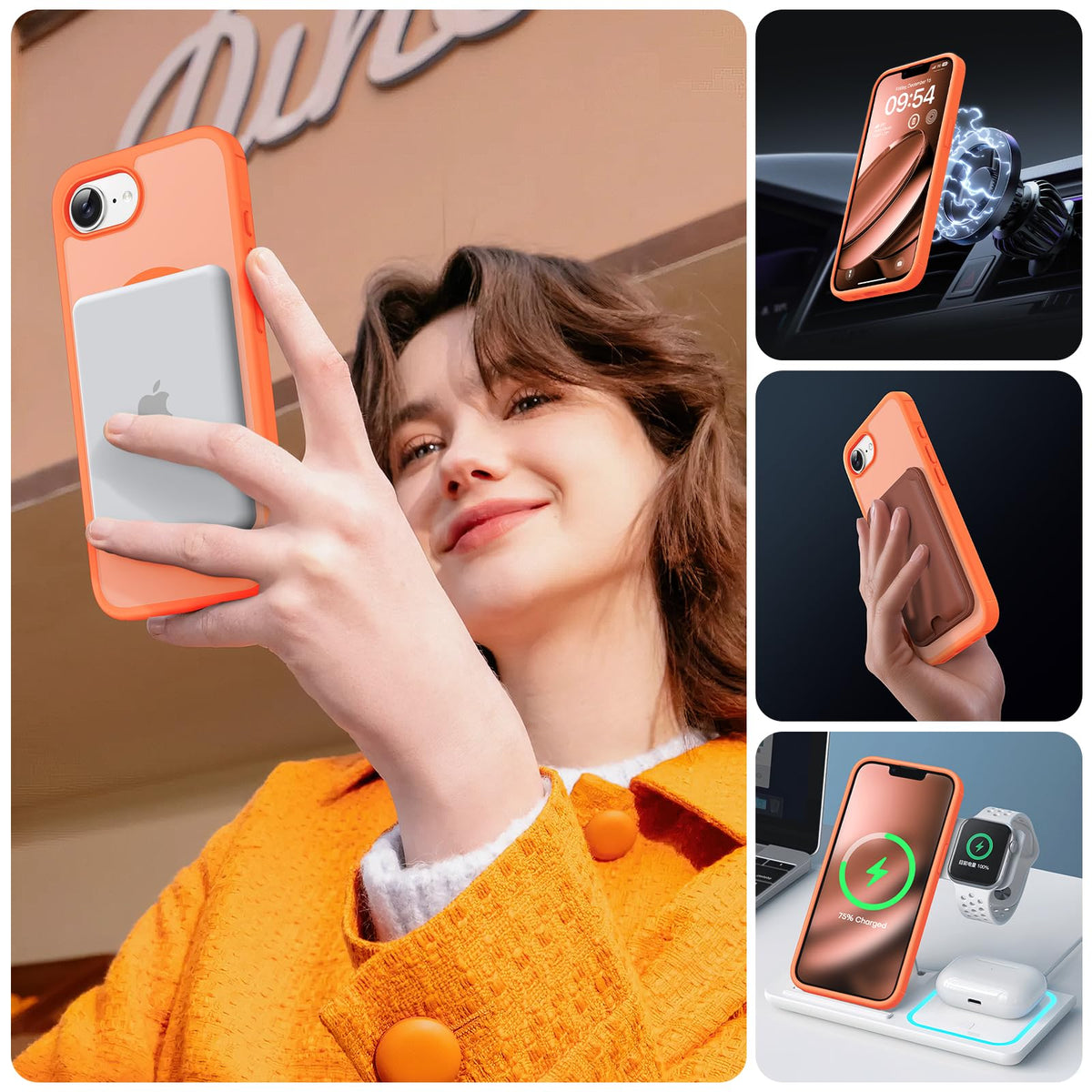 TOCOL for iPhone 17e Case, Compatible with MagSafe, Orange