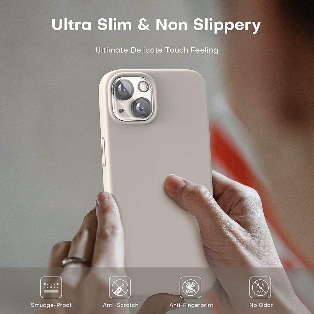TOCOL for iPhone 13 Case, Slim Silicone Case for iPhone 13 6.1 Inch, Precise Fit, Anti-Slip, Drop Protection, Stone