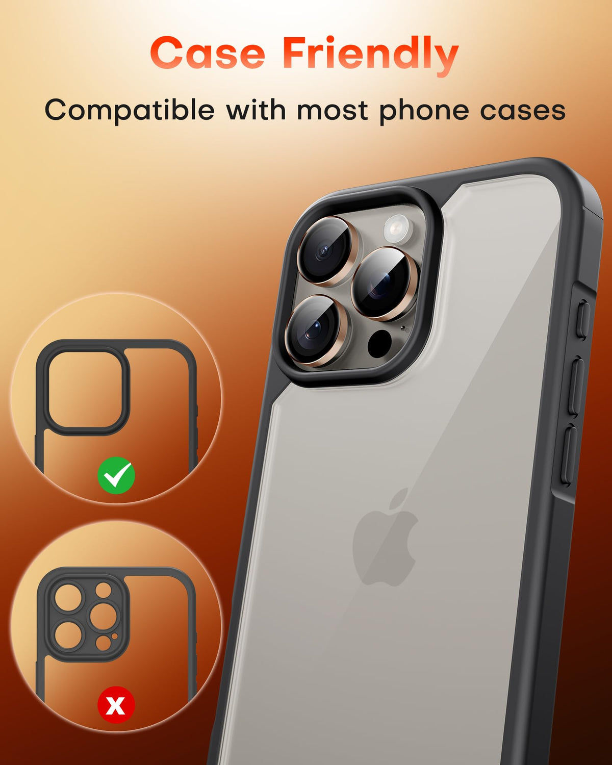 TOCOL for iPhone 15 Pro Max Camera Lens Protector/iPhone 15 Pro Camera Lens Protector Tempered Glass HD Individual Scratch Resistant Cover Accessories Case Friendly 2 Pack(Rose Gold)