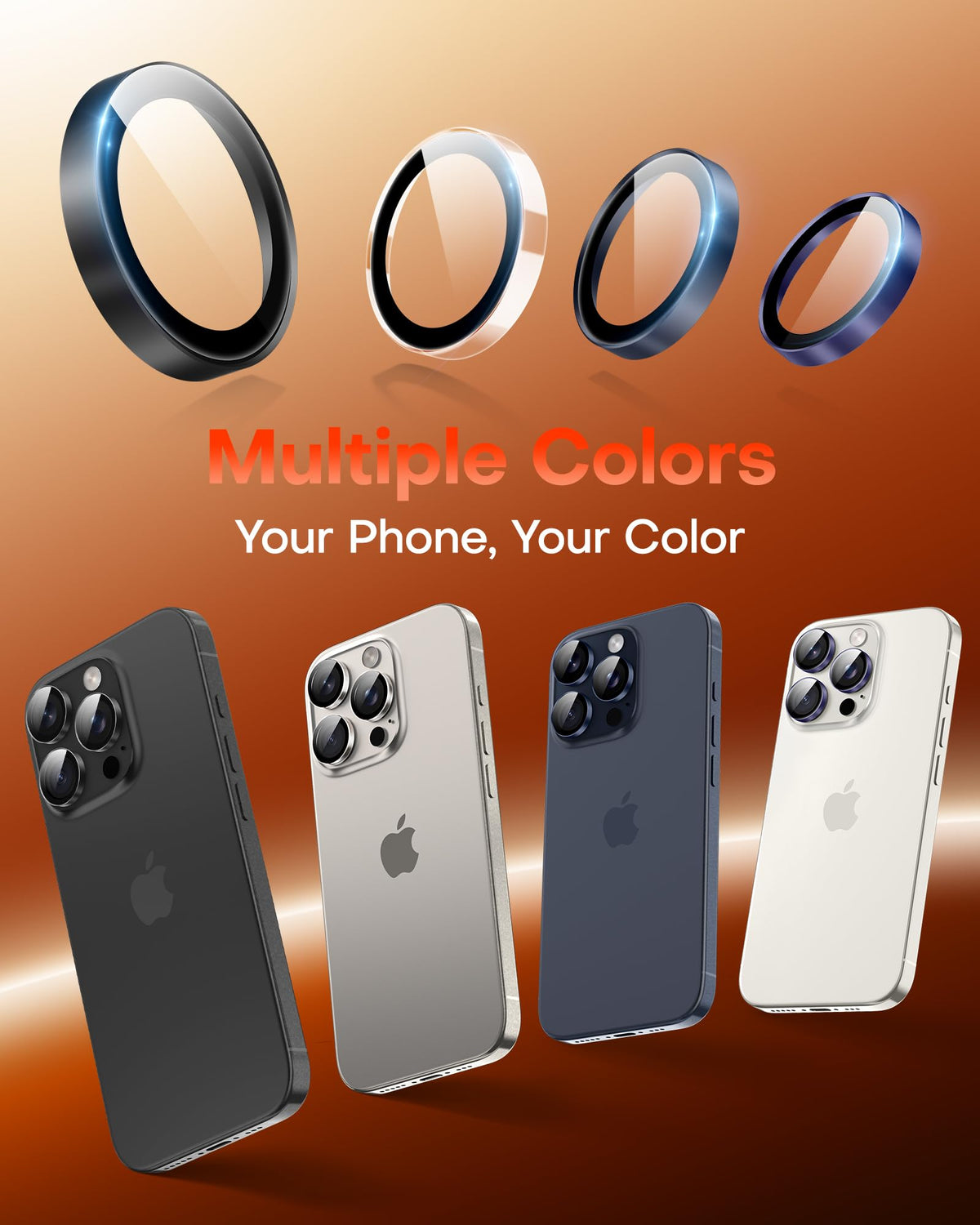 TOCOL for iPhone 15 Pro Max Camera Lens Protector/iPhone 15 Pro Camera Lens Protector Tempered Glass HD Individual Scratch Resistant Cover Accessories Case Friendly 2 Pack(Purple)