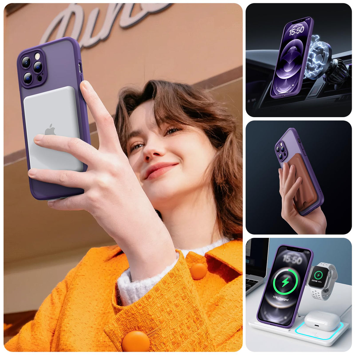 TOCOL for iPhone 12 Pro Max Case, Compatible with MagSafe, Midnight Purple