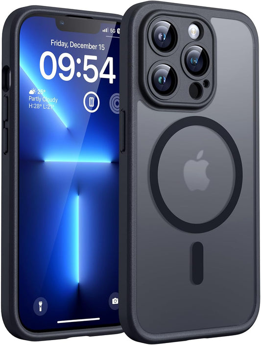 TOCOL Case for iPhone 13 Pro Max 6.7 Inches, Compatible with MagSafe, Full Camera Protection, Built-in Magnetic Ring, Shockproof, Scratch-Resistant, Translucent Mobile Phone Case for iPhone 13 Pro Max Case, Black