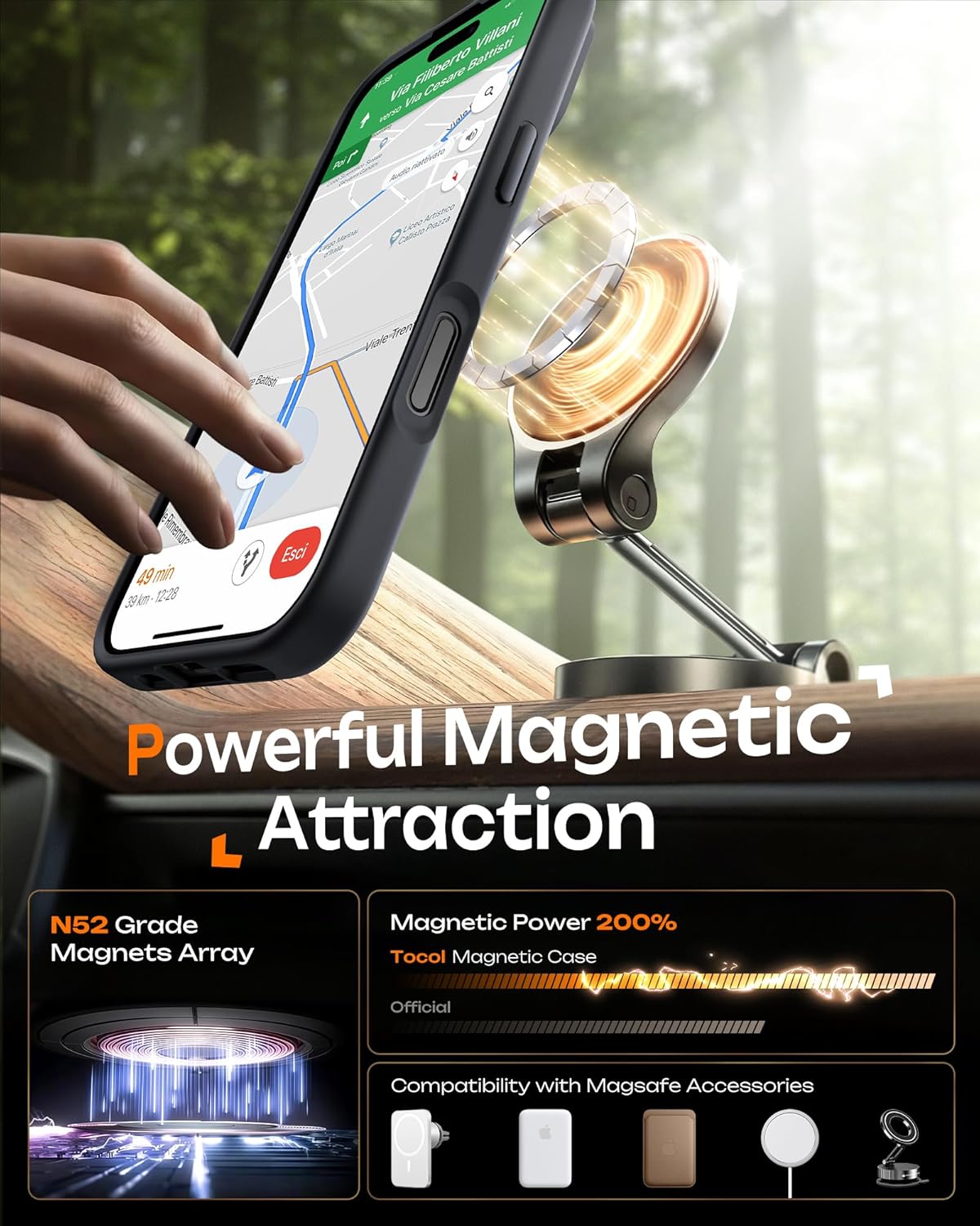 TOCOL for iPhone 17 Case, Compatible with Magsafe, Full Camera Protection, Built-in Magnetic Ring, Drop Protection, Translucent Matte Phone Case for iPhone 17 6.3 inch (Black)