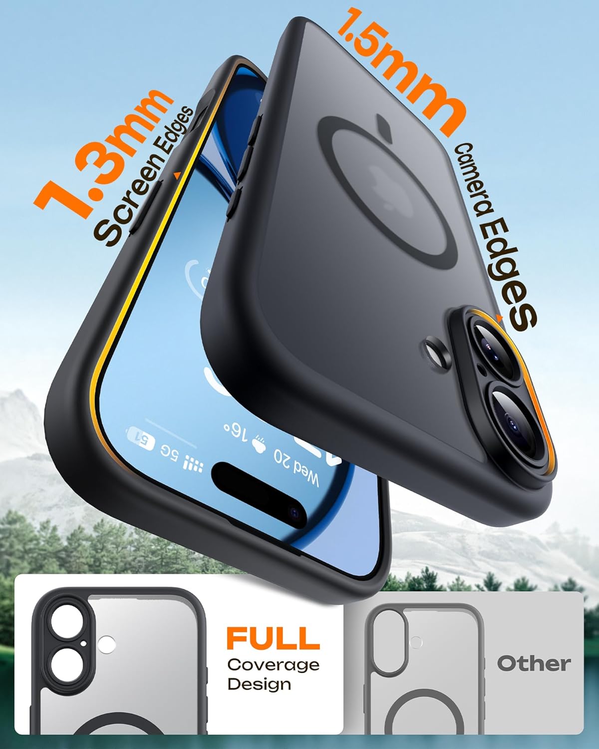 TOCOL for iPhone 17 Case, Compatible with Magsafe, Full Camera Protection, Built-in Magnetic Ring, Drop Protection, Translucent Matte Phone Case for iPhone 17 6.3 inch (Black)