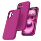 TOCOL 3 in 1 Silicone for iPhone 16 Case 6.1-Inch, with 2 Pack HD Tempered Glass Screen Protector, Liquid Silicone Slim Silky-Soft Touch [Multi-Color] [Anti-Scratch] Shockproof Cover, Hot Pink