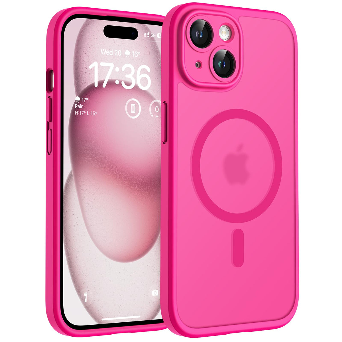 TOCOL for iPhone 15 Case, Compatible with MagSafe, Hot Pink