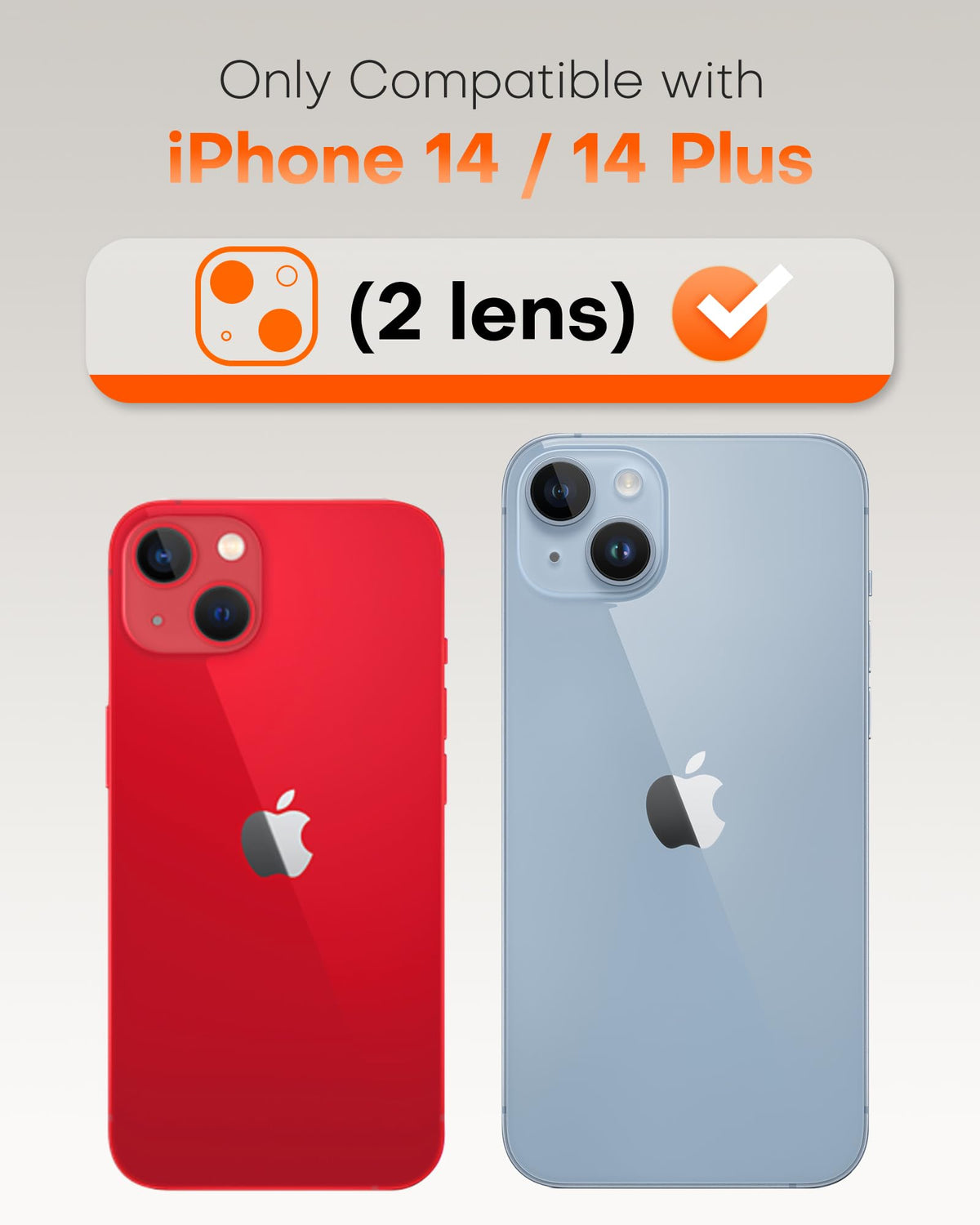TOCOL Camera Lens Protector for iPhone 14 / iPhone 14 Plus Tempered Glass HD Individual Scratch Resistant Camera Cover Accessories Case Friendly 2 Pack（Red）