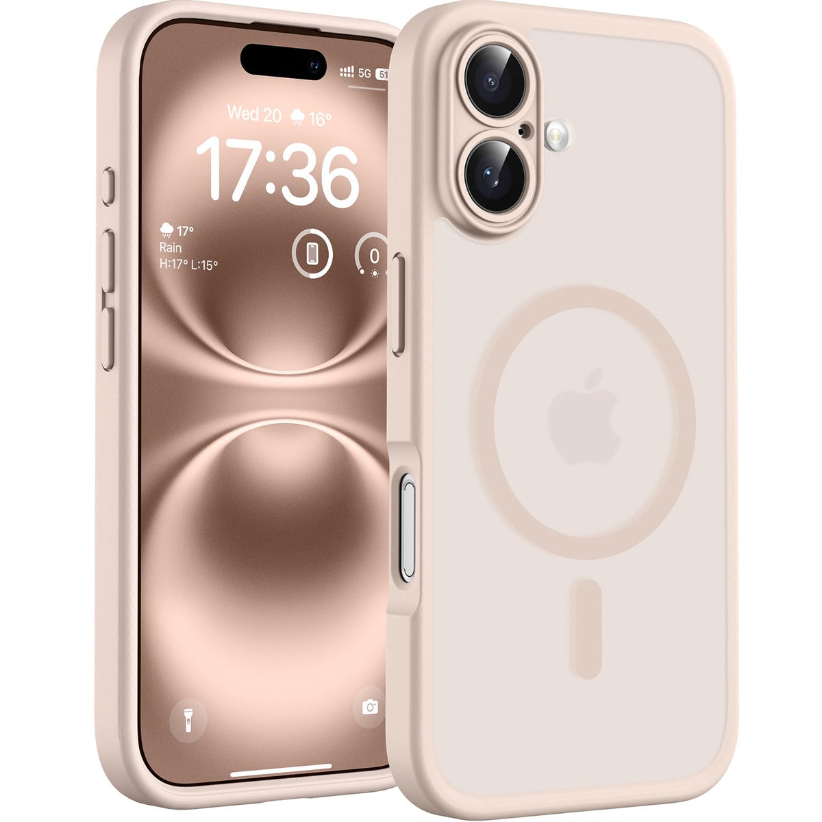 TOCOL Magnetic for iPhone 16 Case 6.1-Inch, Fit for MagSafe, Upgraded [Full Camera Protection], [14FT Military Grade Drop Tested] Shockproof Slim Translucent Matte Back Phone Cover (Desert)