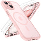 TOCOL 3 in 1 Magnetic for iPhone 15 Plus Case, Upgraded [Full Camera Protection] with 2 Screen Protector, Fit for MagSafe, [Military Grade Drop Tested] Slim Translucent Matte Back Cover 6.7", Pink
