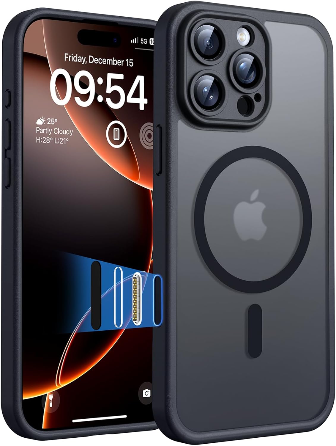 TOCOL Magnetic for iPhone 16 Case 6.1-Inch, Fit for MagSafe, Upgraded [Full Camera Protection], [14FT Military Grade Drop Tested] Shockproof Slim Translucent Matte Back Phone Cover