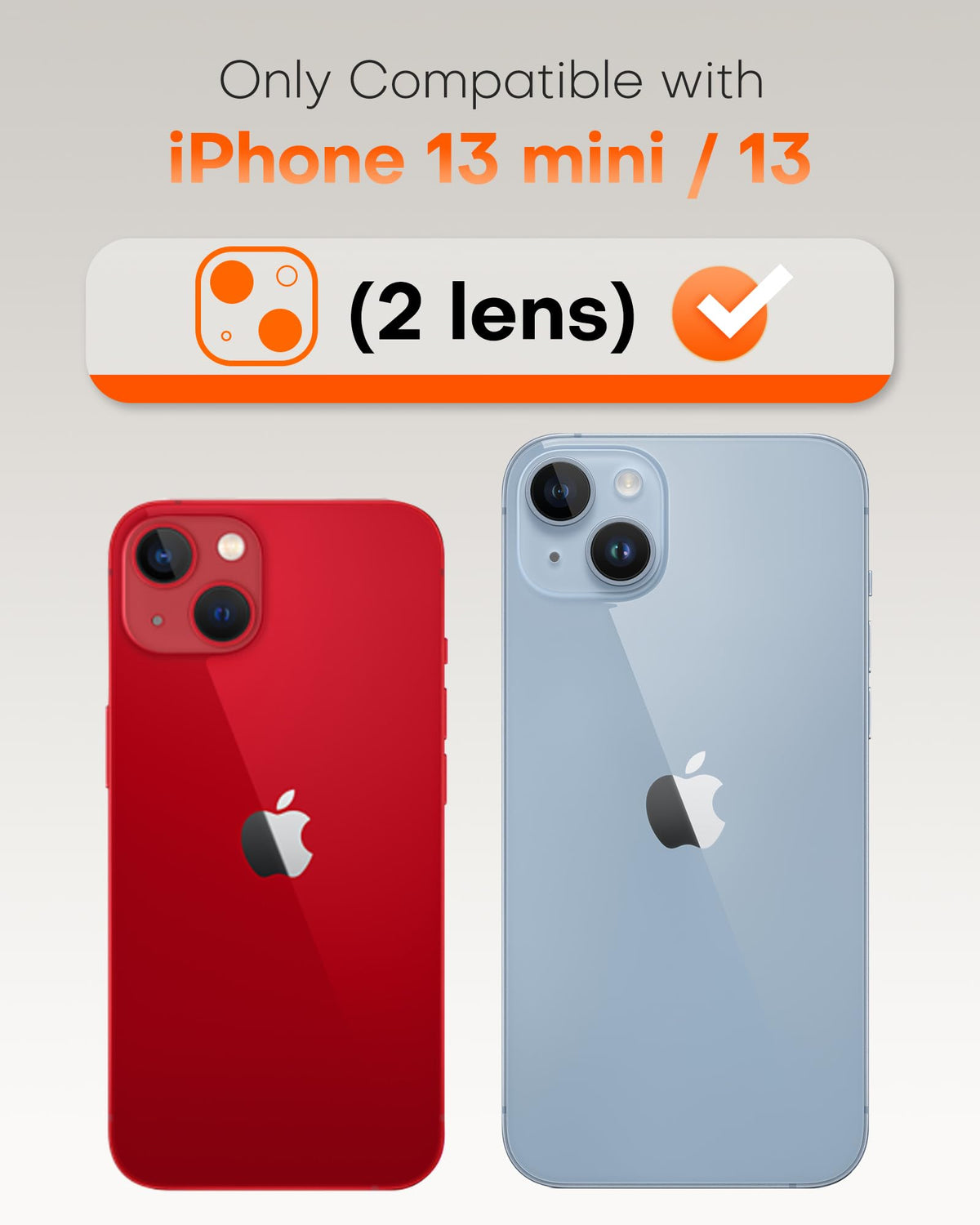 TOCOL Camera Lens Protector for iPhone 13 / iPhone 13 Mini Tempered Glass HD Individual Scratch Resistant Camera Cover Accessories Case Friendly 2 Pack（Red）