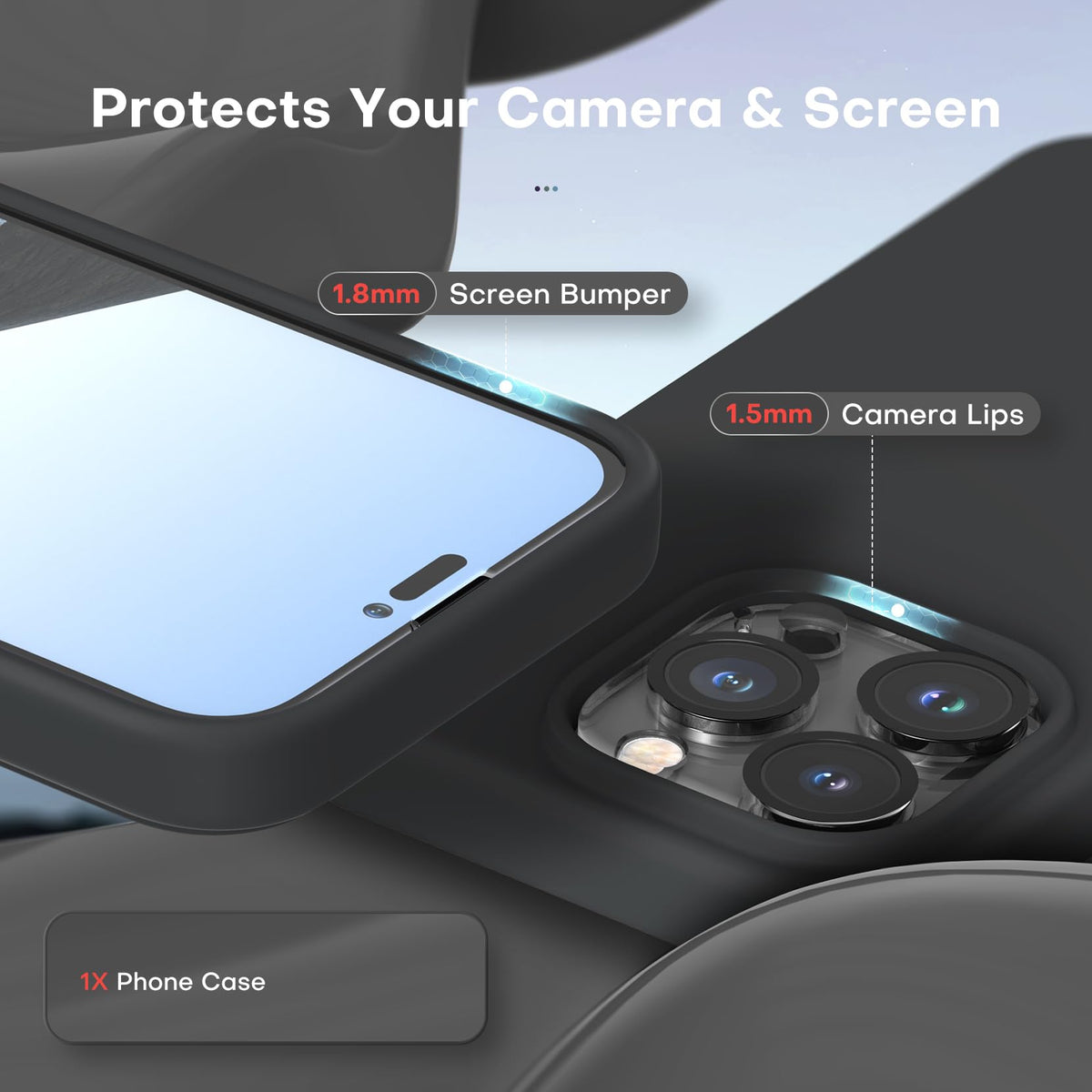 TOCOL for iPhone 14 Pro Case, Slim Silicone Case for 14 Pro 6.1 Inch, Precise Fit, Anti-Slip, Drop Protection, Black