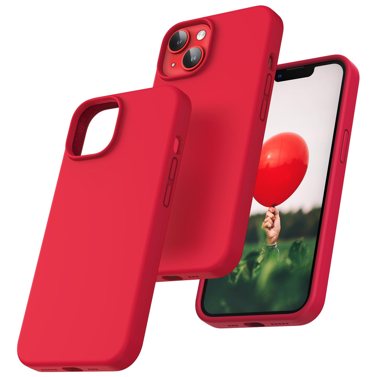 TOCOL for iPhone 14 Case, Slim Silicone Case for 14 6.1 Inch, Precise Fit, Anti-Slip, Drop Protection, Red