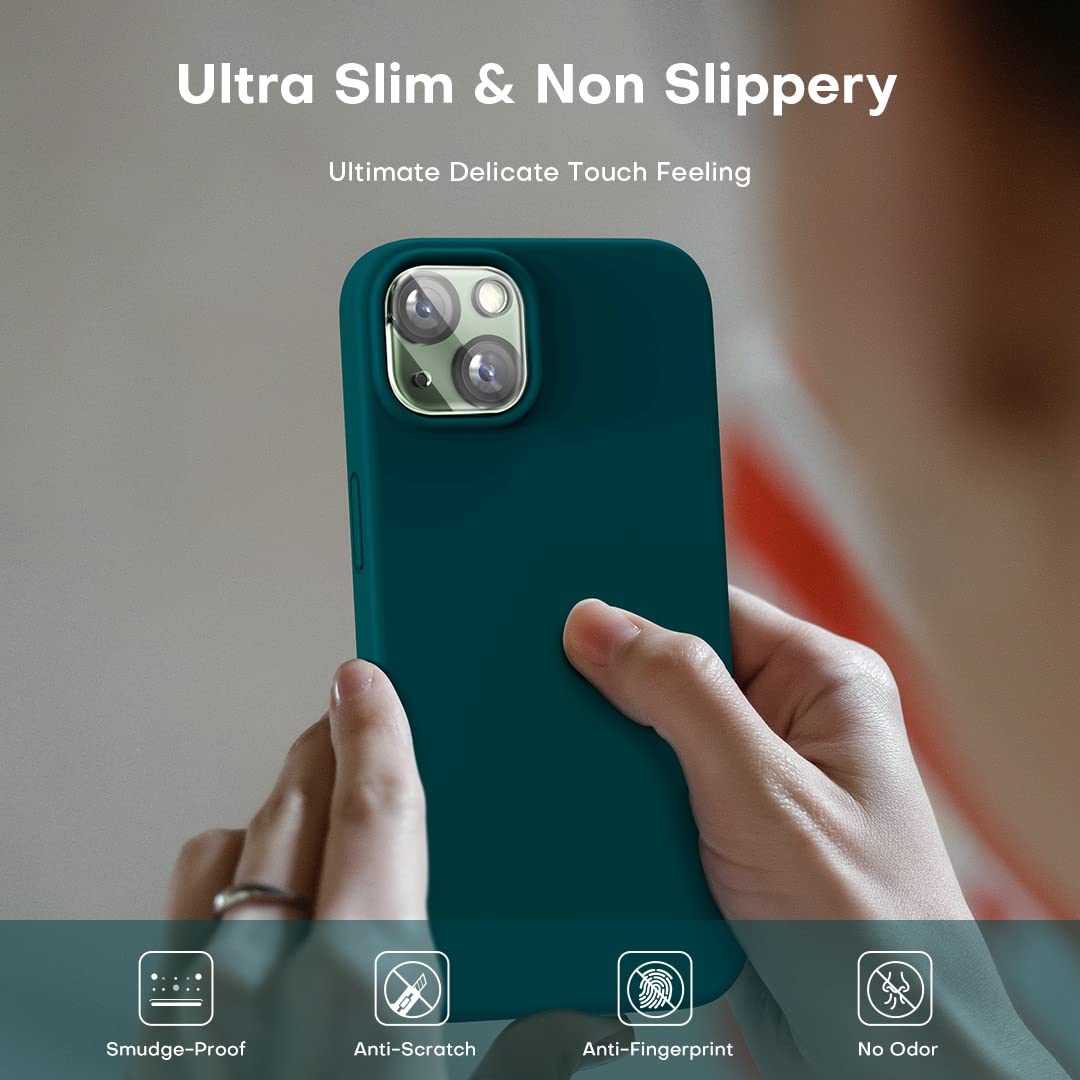 TOCOL for iPhone 13 Case, Slim Silicone Case for iPhone 13 6.1 Inch, Precise Fit, Anti-Slip, Drop Protection, Teal