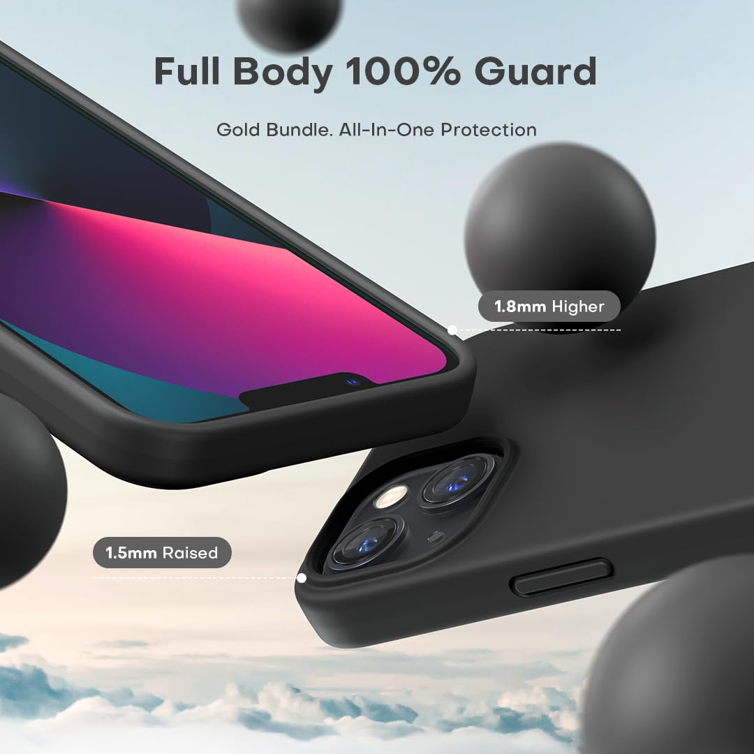 TOCOL for iPhone 13 Case, Slim Silicone Case for iPhone 13 6.1 Inch, Precise Fit, Anti-Slip, Drop Protection, Black-Magsafe