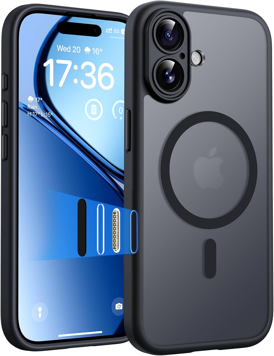 TOCOL Magnetic for iPhone 17 Case 6.3-Inch, Compatible with MagSafe, Full Camera Protection, Built-in Magnetic Ring, Drop Protection Shockproof Slim Translucent Matte Phone Cover