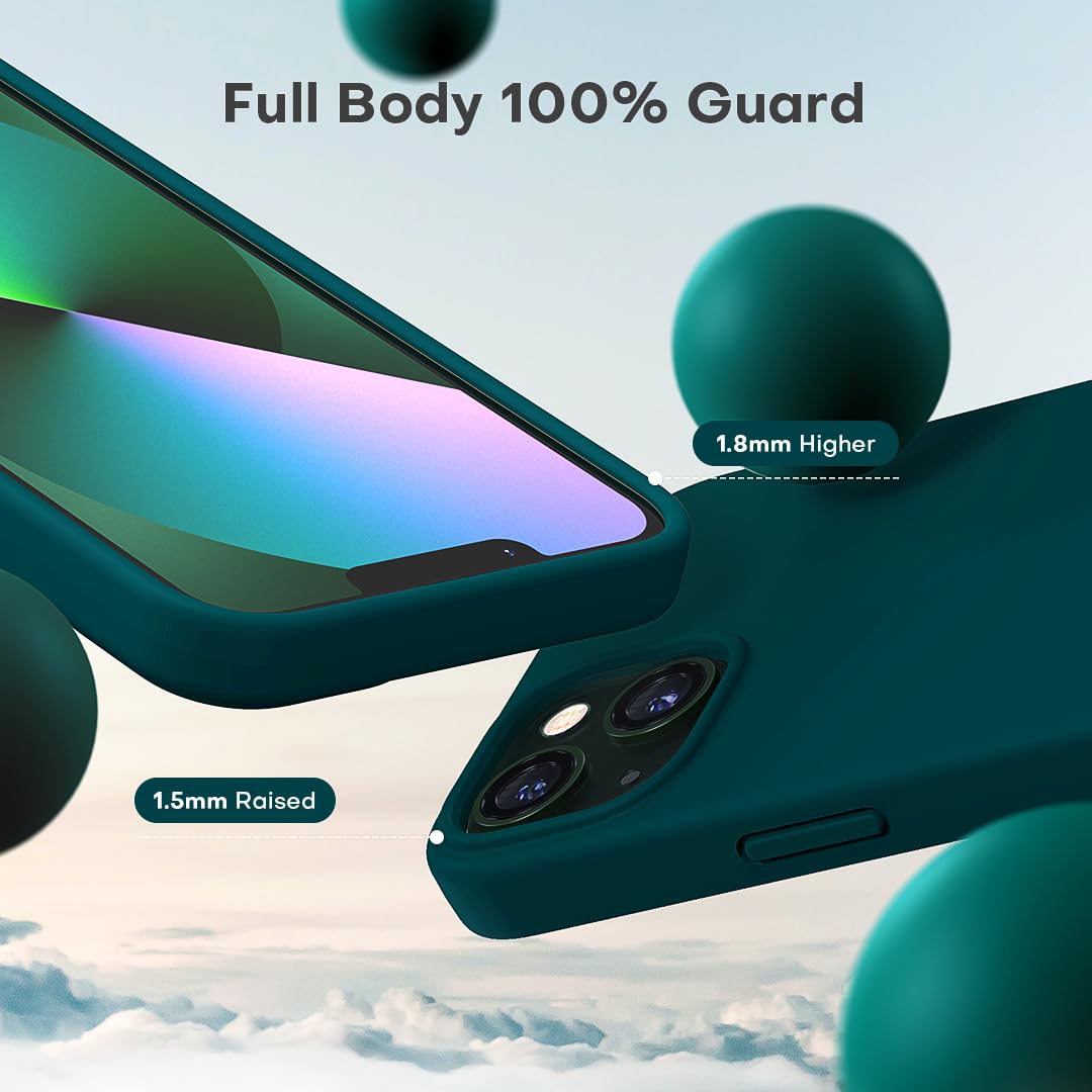 TOCOL for iPhone 13 Case, Slim Silicone Case for iPhone 13 6.1 Inch, Precise Fit, Anti-Slip, Drop Protection, Teal