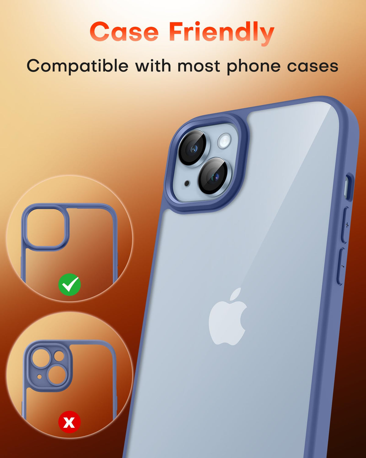 TOCOL Camera Lens Protector for iPhone 14 / iPhone 14 Plus Tempered Glass HD Individual Scratch Resistant Camera Cover Accessories Case Friendly 2 Pack（Light Blue）