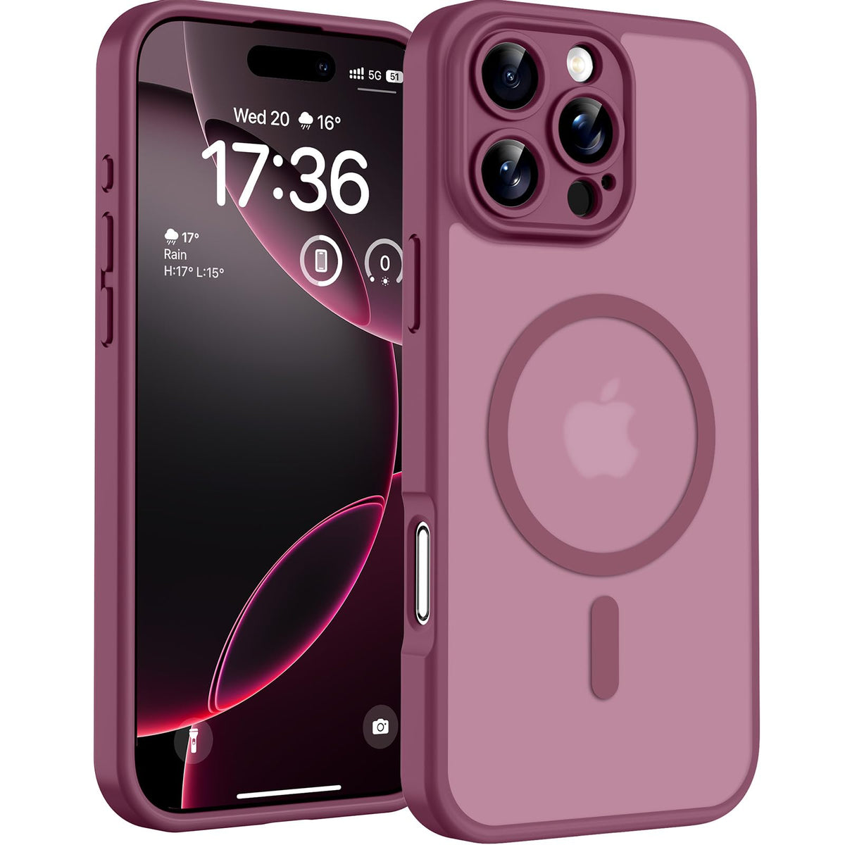 TOCOL for iPhone 16 Pro Max Case, Compatible with MagSafe, Plum