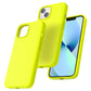 TOCOL 5 in 1 for iPhone 13 Case, with 2 Pack Screen Protector + 2 Pack Camera Lens Protector, Liquid Silicone Phone Case for iPhone 13, Fluorescent Yellow