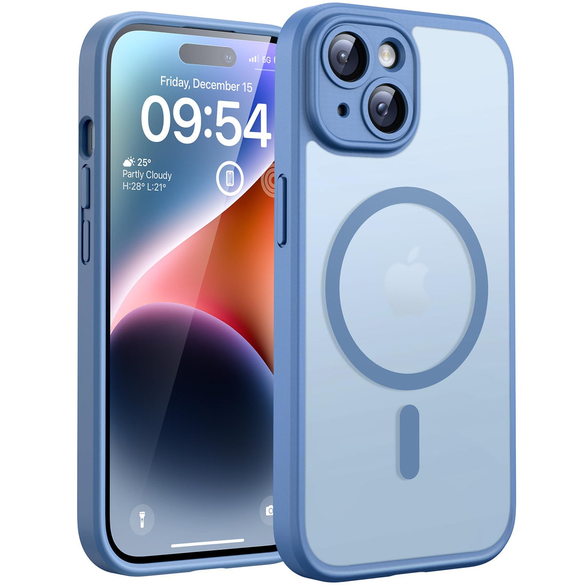 TOCOL Magnetic for iPhone 14 Case 6.1-Inch, Fit for MagSafe, Upgraded [Full Camera Protection], [14FT Military Grade Drop Tested] Shockproof Slim Translucent Matte Back Cover (Light Blue)