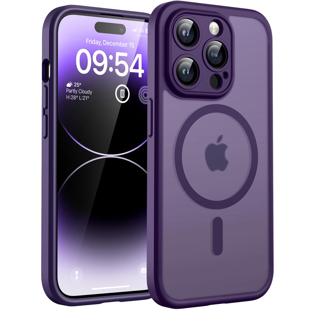 TOCOL for iPhone 14 Pro Case, Compatible with MagSafe, Midnight Purple