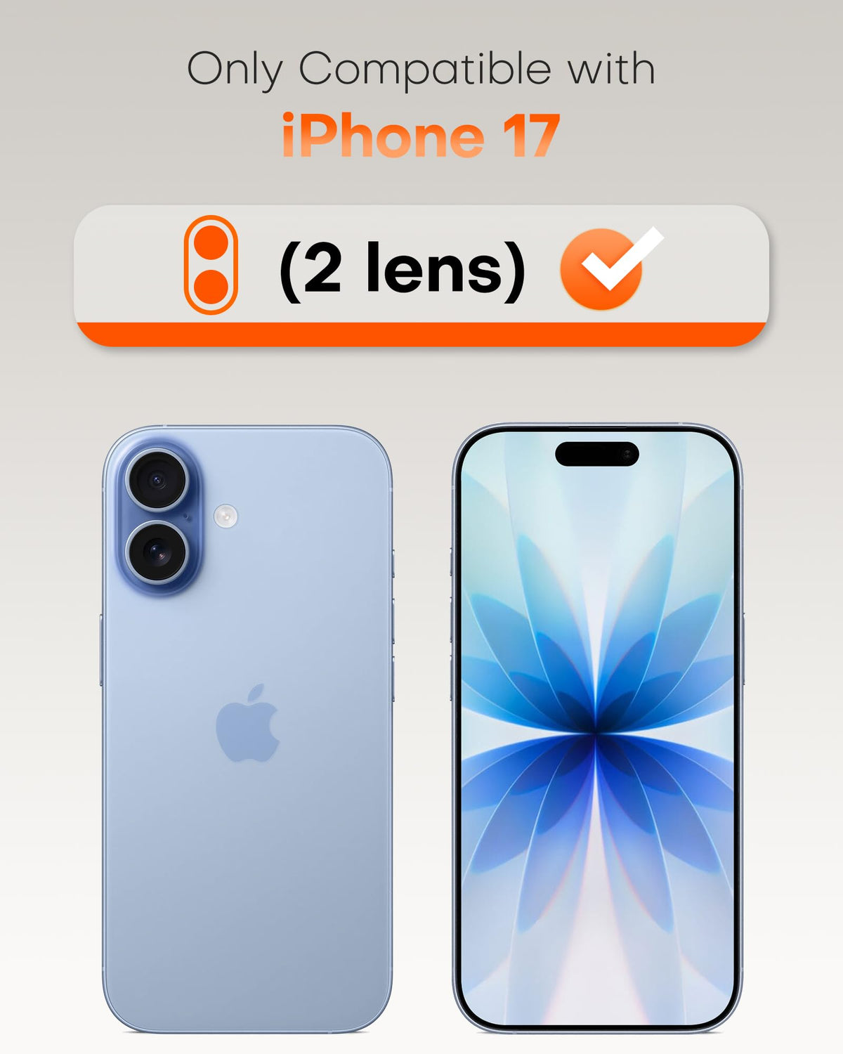 TOCOL Camera Lens Protector for iPhone 17 Tempered Glass HD Individual Scratch Resistant Camera Cover Accessories Case Friendly 2 Pack（Light Blue）