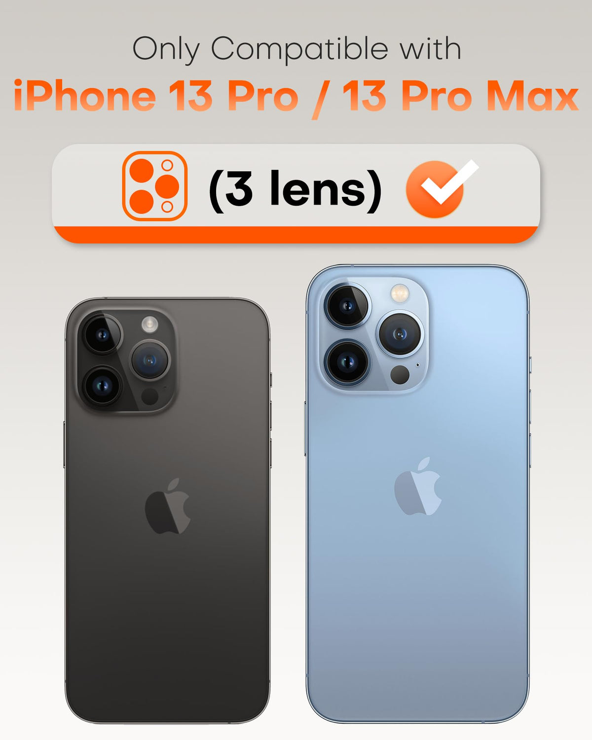 TOCOL Camera Lens Protector for iPhone 13 Pro Max/iPhone 13 Pro Tempered Glass HD Individual Scratch Resistant Camera Cover Accessories Case Friendly 2 Pack（Black）