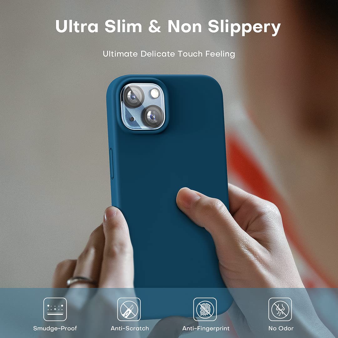 TOCOL for iPhone 13 Case, Slim Silicone Case for iPhone 13 6.1 Inch, Precise Fit, Anti-Slip, Drop Protection, Midnight Blue