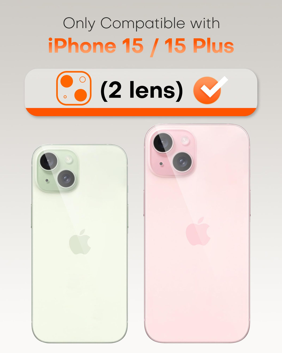 TOCOL Camera Lens Protector for iPhone 15 / iPhone 15 Plus Tempered Glass HD Individual Scratch Resistant Camera Cover Accessories Case Friendly 2 Pack（Light Pink）