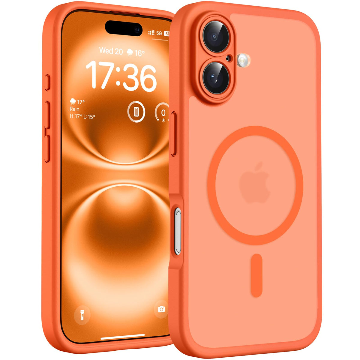 TOCOL for iPhone 16 Case, Compatible with MagSafe, Orange
