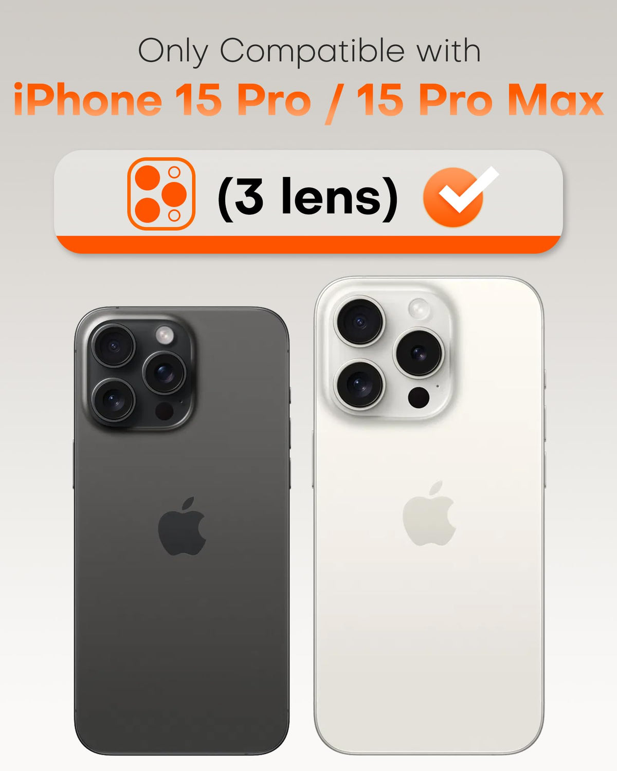 TOCOL for iPhone 15 Pro Max Camera Lens Protector/iPhone 15 Pro Camera Lens Protector Tempered Glass HD Individual Scratch Resistant Cover Accessories Case Friendly 2 Pack（Orange）