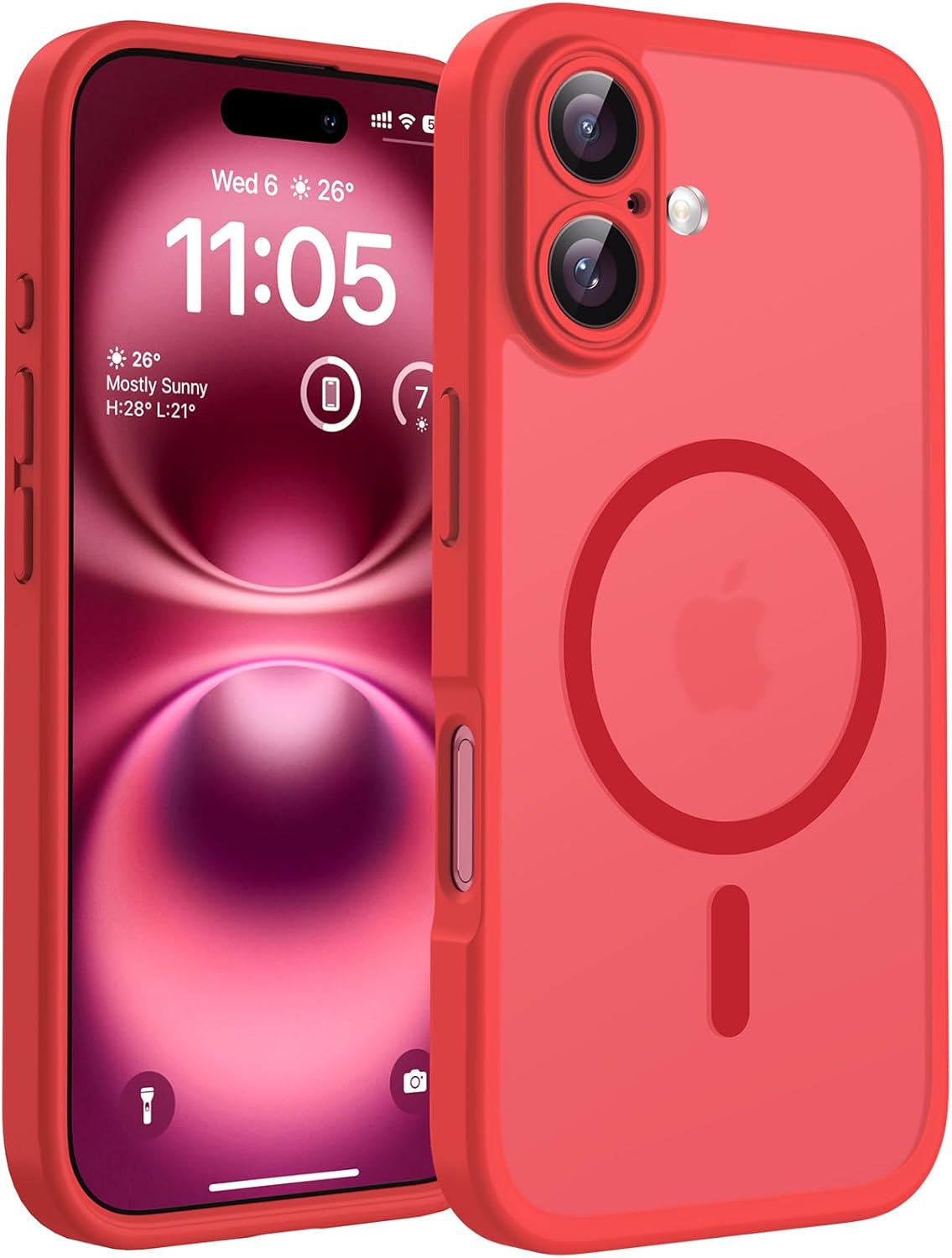 TOCOL Magnetic for iPhone 16 Case 6.1-Inch, Fit for MagSafe, Upgraded [Full Camera Protection], [14FT Military Grade Drop Tested] Shockproof Slim Translucent Matte Back Phone Cover