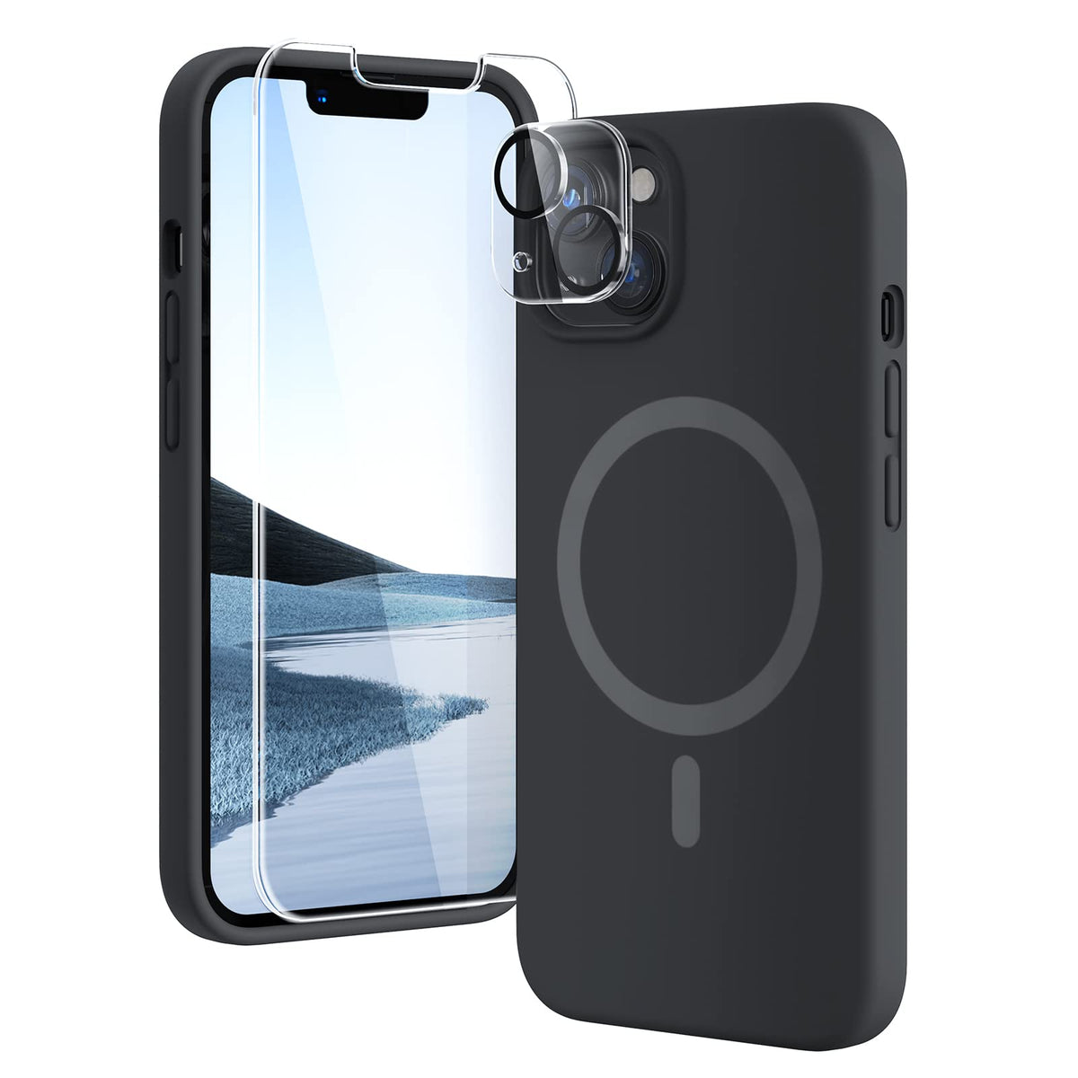 TOCOL for iPhone 13 Case, Slim Silicone Case for iPhone 13 6.1 Inch, Precise Fit, Anti-Slip, Drop Protection, Black-Magsafe