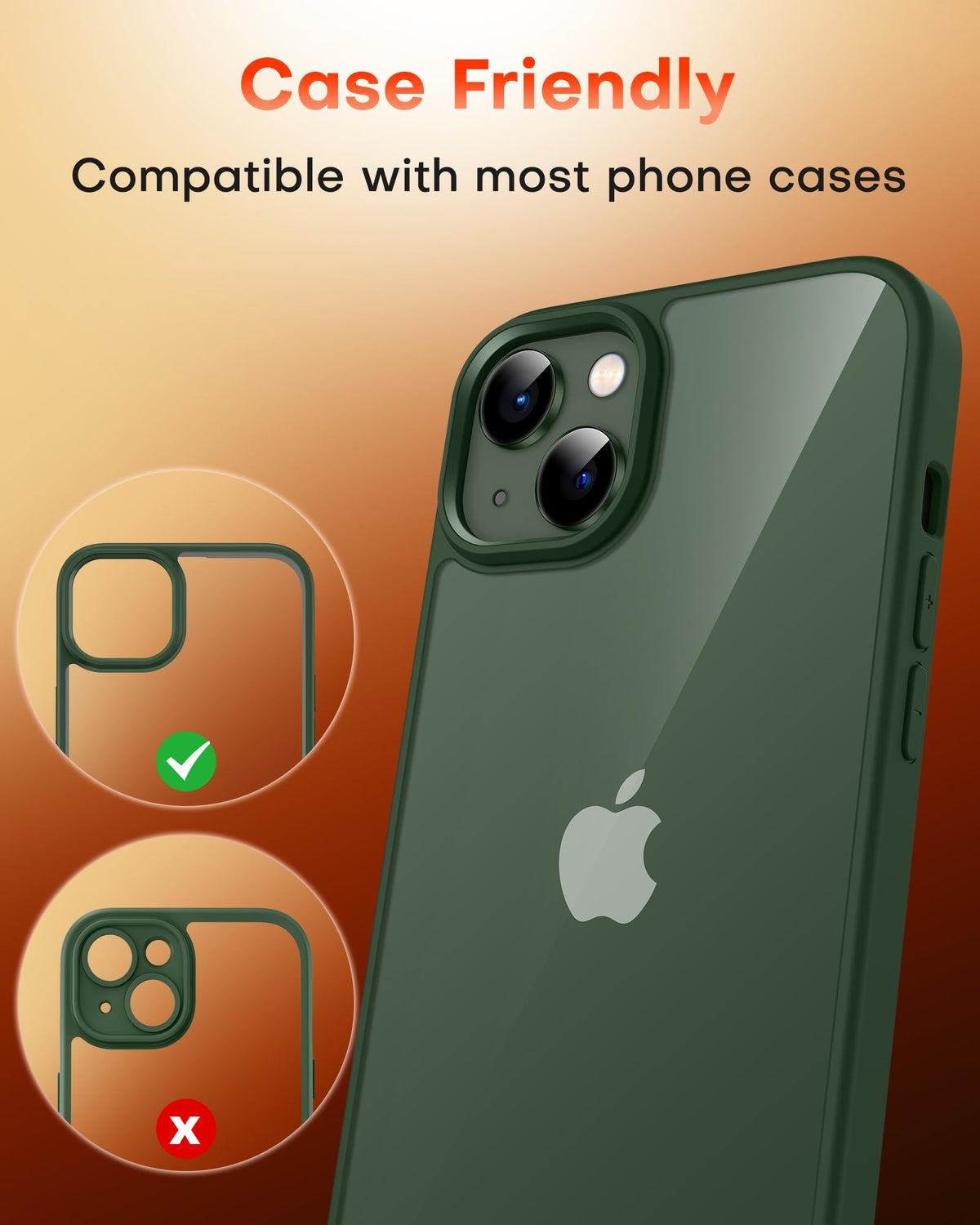 TOCOL Camera Lens Protector for iPhone 13 / iPhone 13 Mini Tempered Glass HD Individual Scratch Resistant Camera Cover Accessories Case Friendly 2 Pack（Alpine Green）