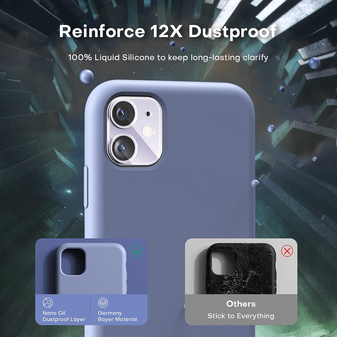 TOCOL for iPhone 11 Case, Slim Silicone Case for iPhone 11 6.1 Inch, Precise Fit, Anti-Slip, Drop Protection, Lavender Gray