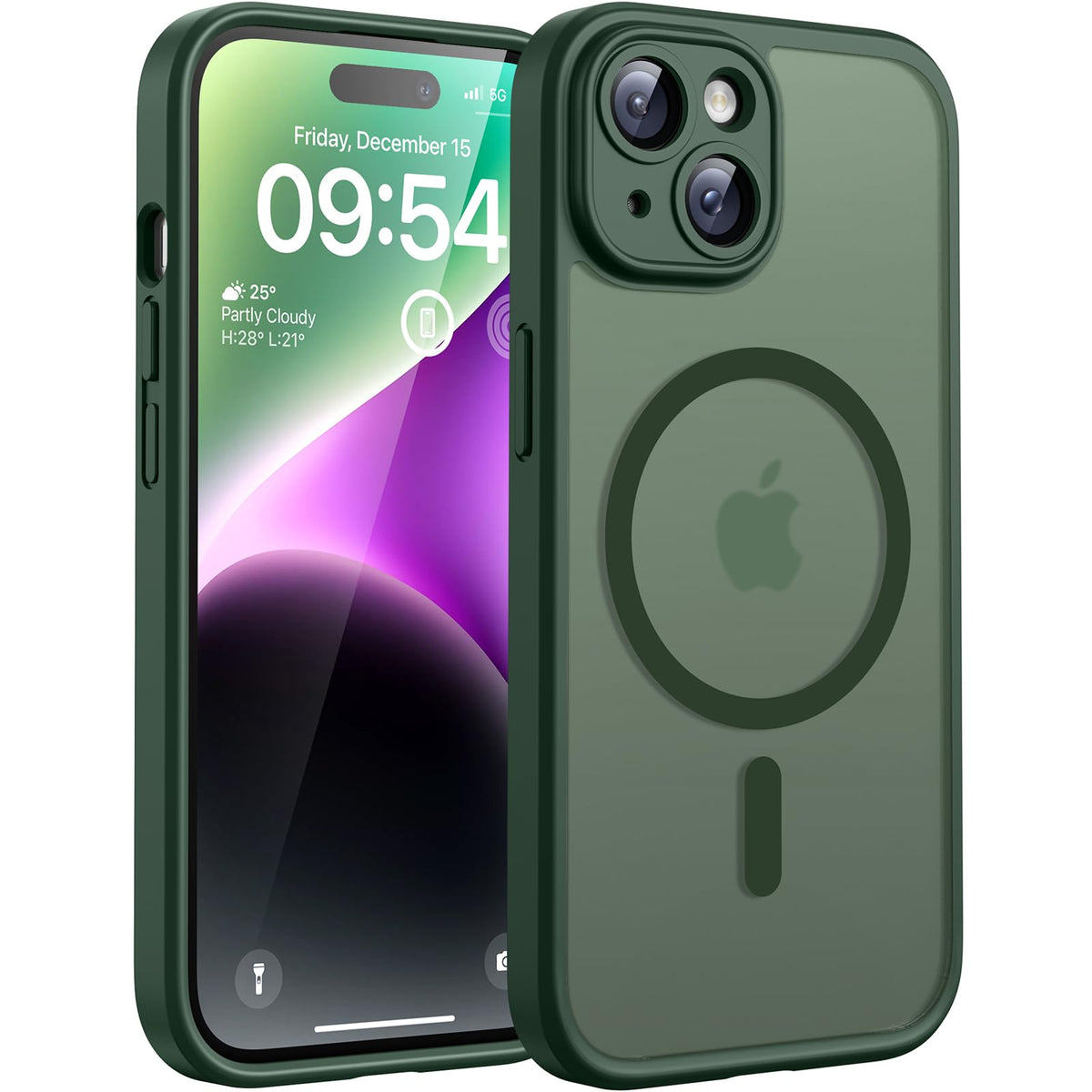 TOCOL for iPhone 14 Case, Compatible with MagSafe, Alpine Green