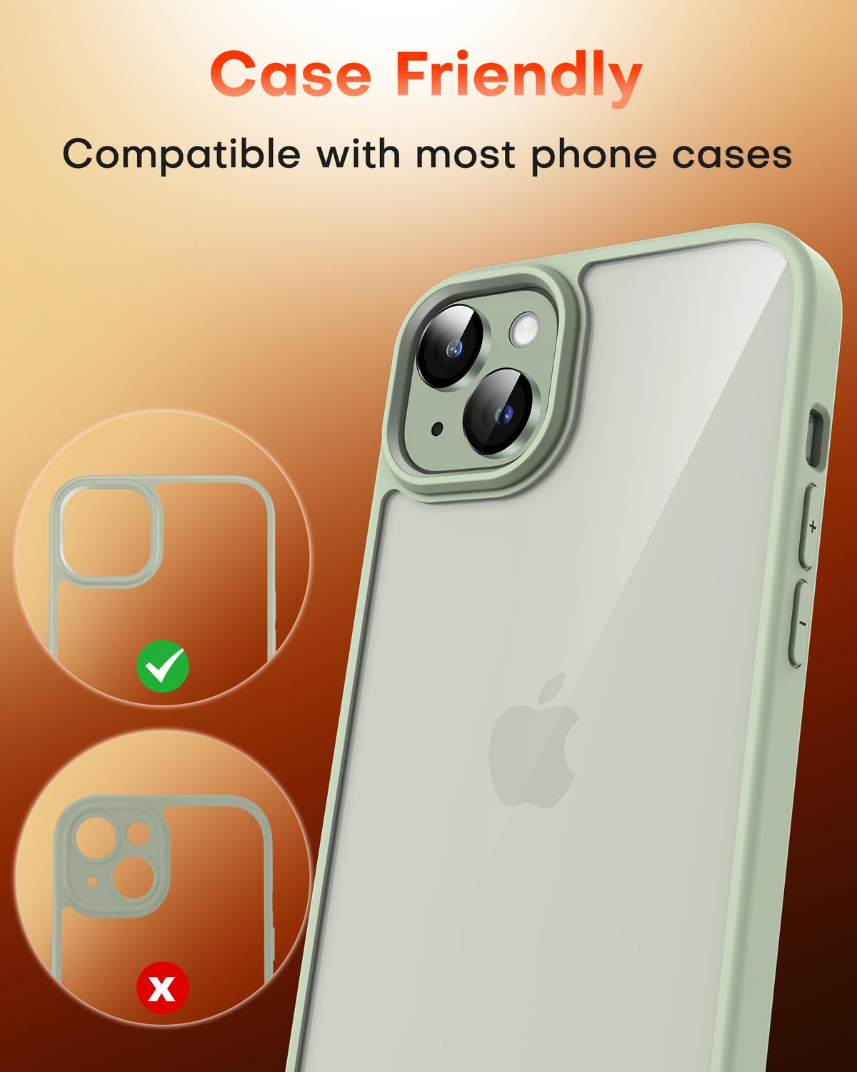 TOCOL Camera Lens Protector for iPhone 15 / iPhone 15 Plus Tempered Glass HD Individual Scratch Resistant Camera Cover Accessories Case Friendly 2 Pack（Light Green）