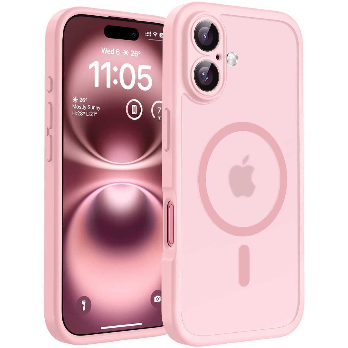 TOCOL for iPhone 16 Case, Compatible with MagSafe, Light Pink