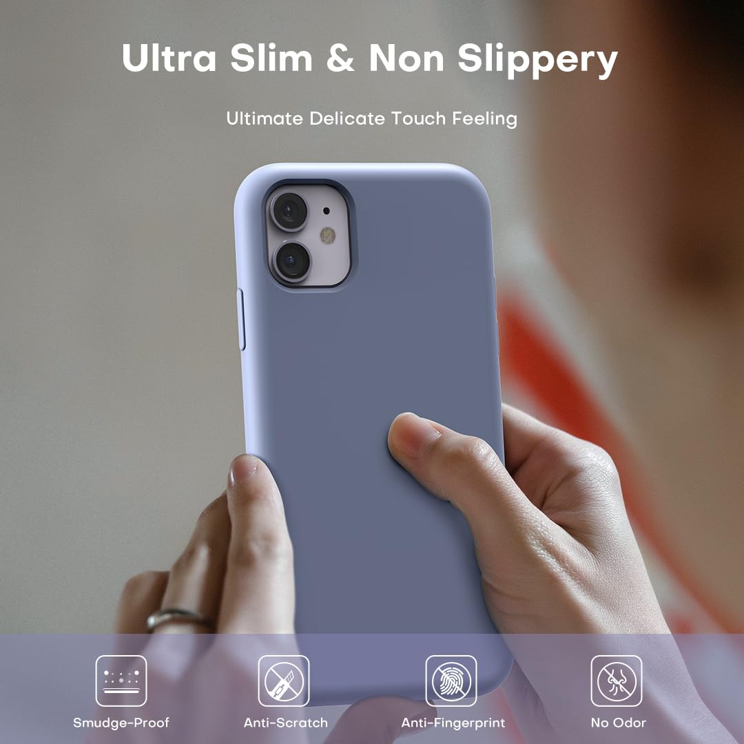 TOCOL for iPhone 11 Case, Slim Silicone Case for iPhone 11 6.1 Inch, Precise Fit, Anti-Slip, Drop Protection, Lavender Gray
