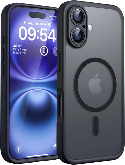 TOCOL Magnetic for iPhone 17 Pro Case, Compatible with MagSafe, Full Camera Protection, Built-in Magnetic Ring, Drop Protection Shockproof Slim Translucent Matte Phone Case for iPhone 17 Pro (Black)