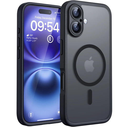 TOCOL for iPhone 16 Case, Compatible with MagSafe, Black