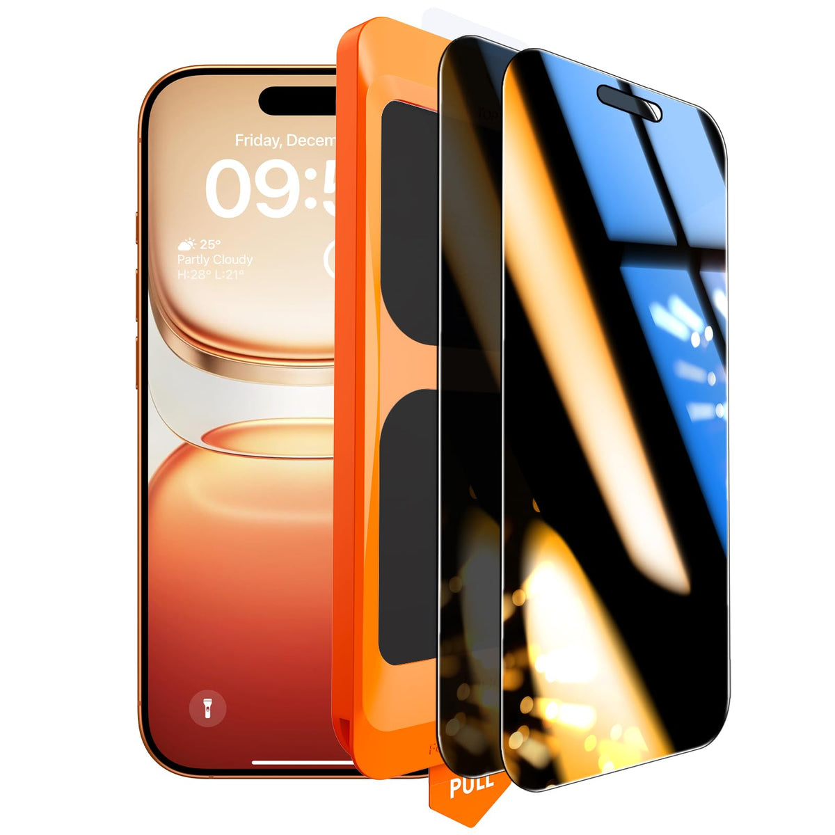 TOCOL For iPhone 16 Pro for Tempered Glass Privacy Screen 6.3 Inches, Full Screen Automatic Installation 9H Shockproof Scratch-Resistant Anti-Fingerprint Anti-Bubble Anti-Spy Film, Compatible with