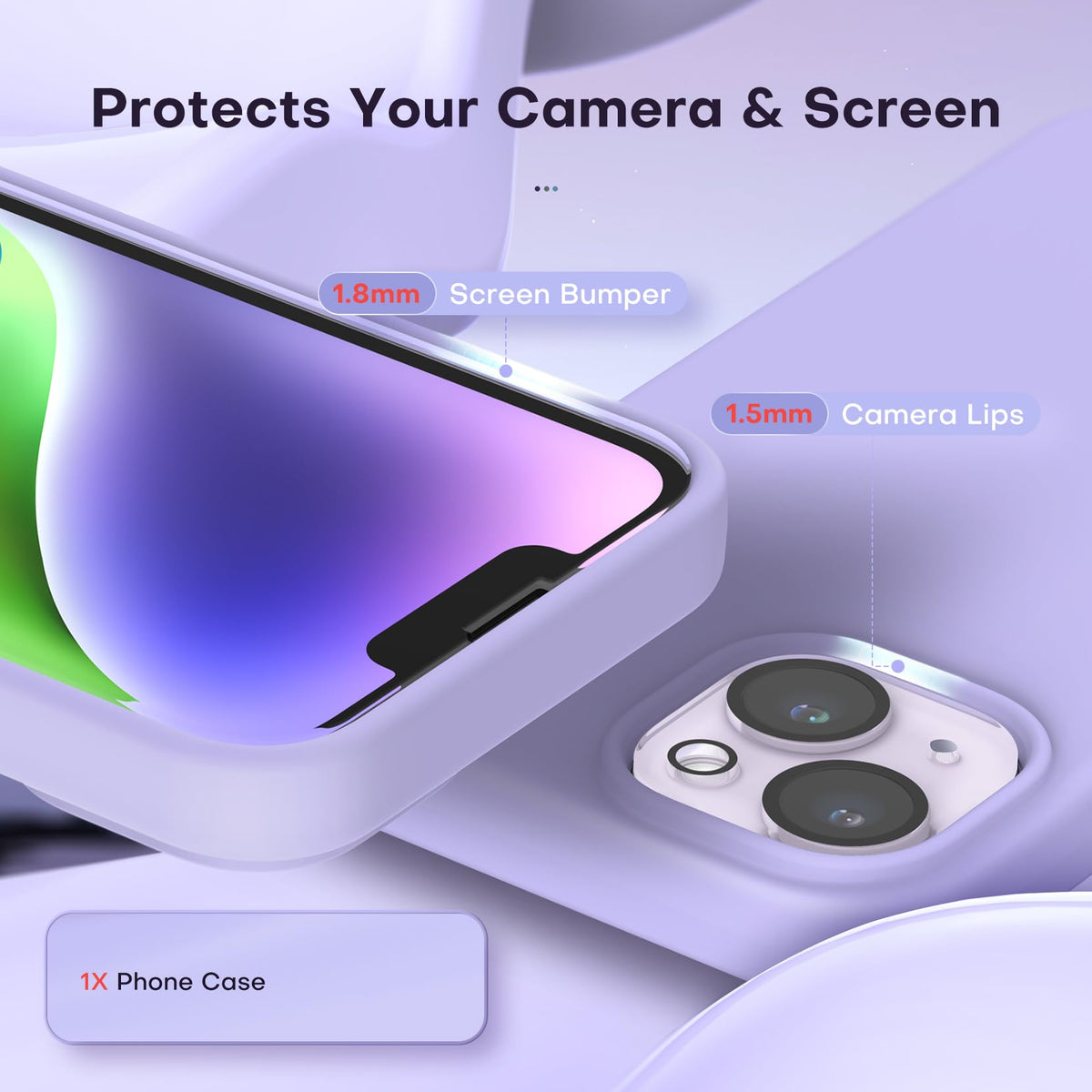 TOCOL for iPhone 14 Case, Slim Silicone Case for 14 6.1 Inch, Precise Fit, Anti-Slip, Drop Protection, Purple