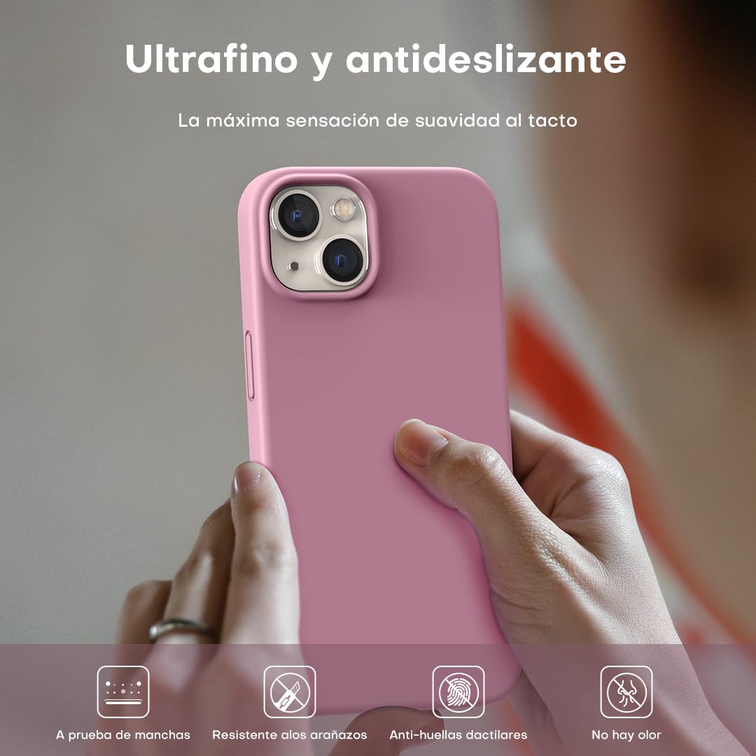 TOCOL 5 in 1 for iPhone 13 Case, with 2 Pack Screen Protector + 2 Pack Camera Lens Protector, Liquid Silicone Phone Case for iPhone 13, Lilac Purple